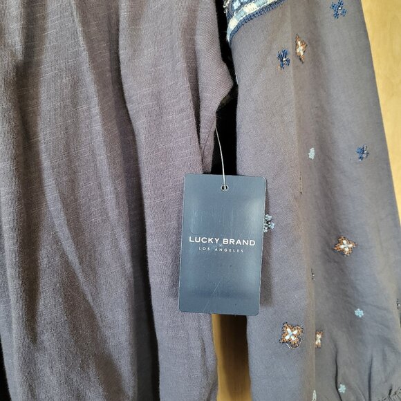 Lucky Brand Embroidered Popover Peasant Blouse Size Large - Picture 9 of 14